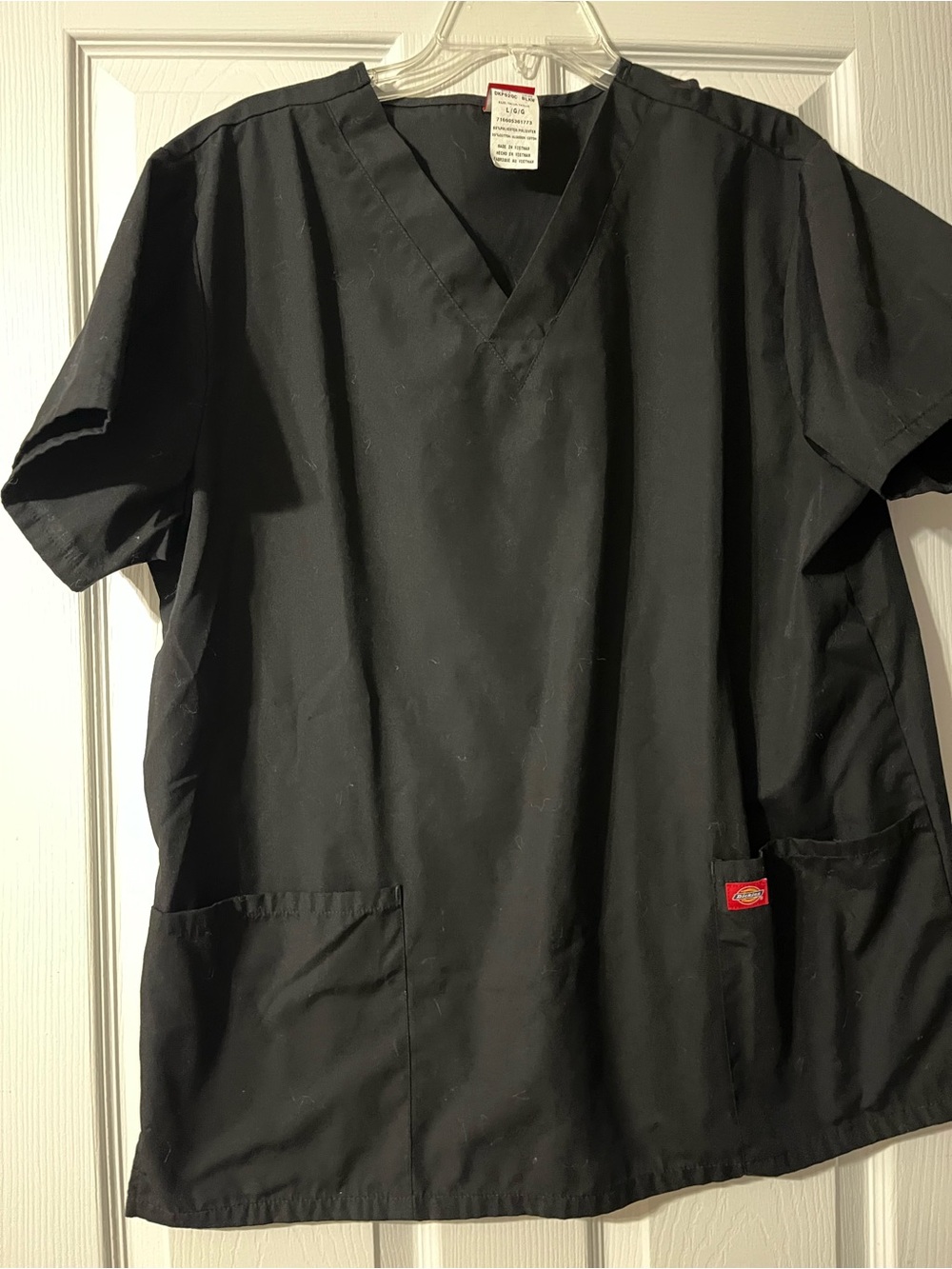 Dickies Black V-Neck Scrub Top with Patch Logo